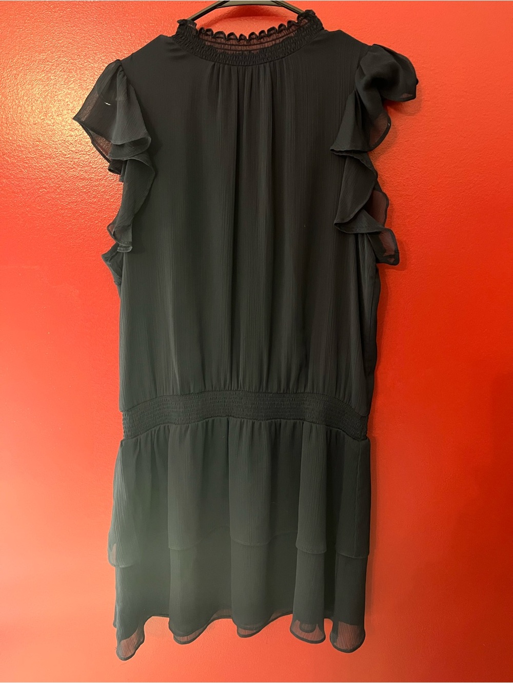 Express Women’s Ruffle Sleeve Tiered Dress - Navy – Size Large